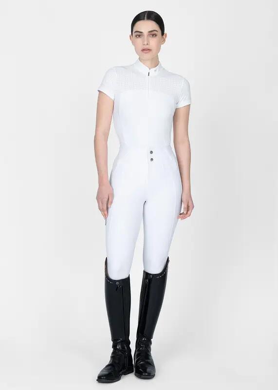 Camisa de Concurso Manga Corta Mujer Equitación Maximilian Grace Blanco 6/7