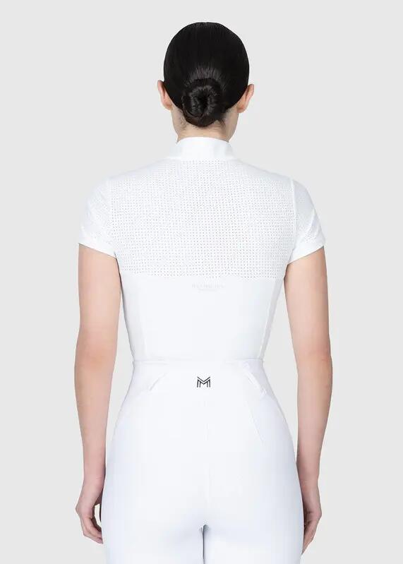 Camisa de Concurso Manga Corta Mujer Equitación Maximilian Grace Blanco 3/7