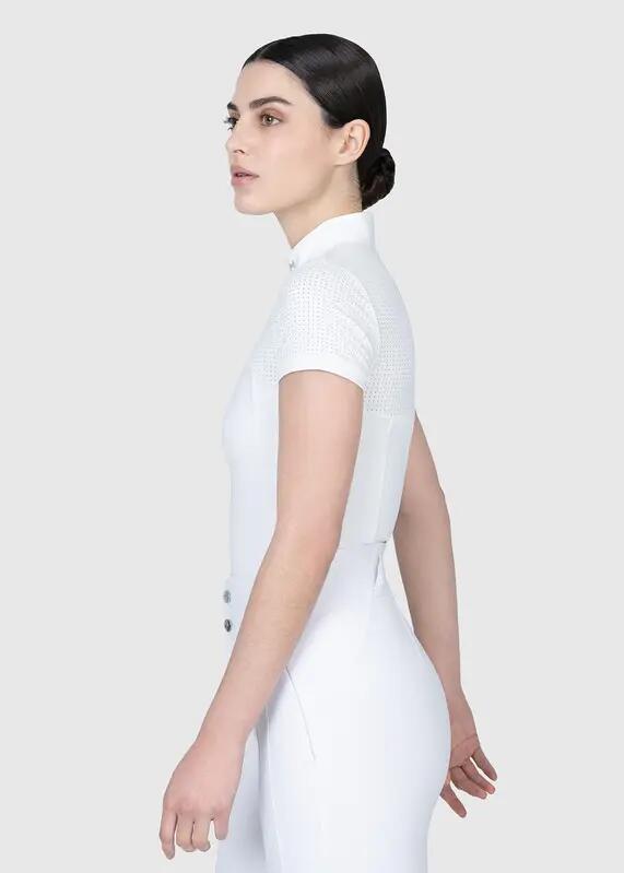 Camisa de Concurso Manga Corta Mujer Equitación Maximilian Grace Blanco 2/7