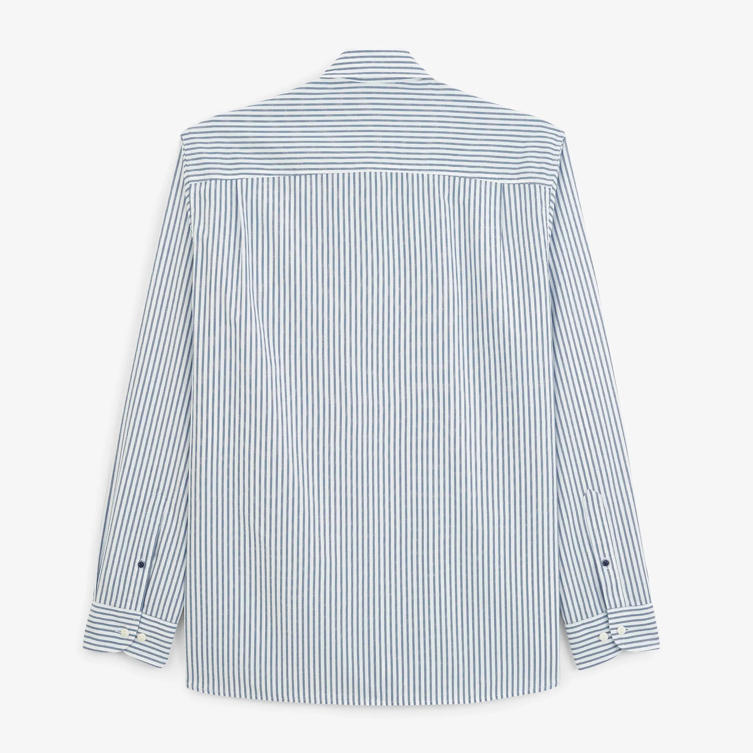 Chemise manches longues rayée en coton bleu 3/6