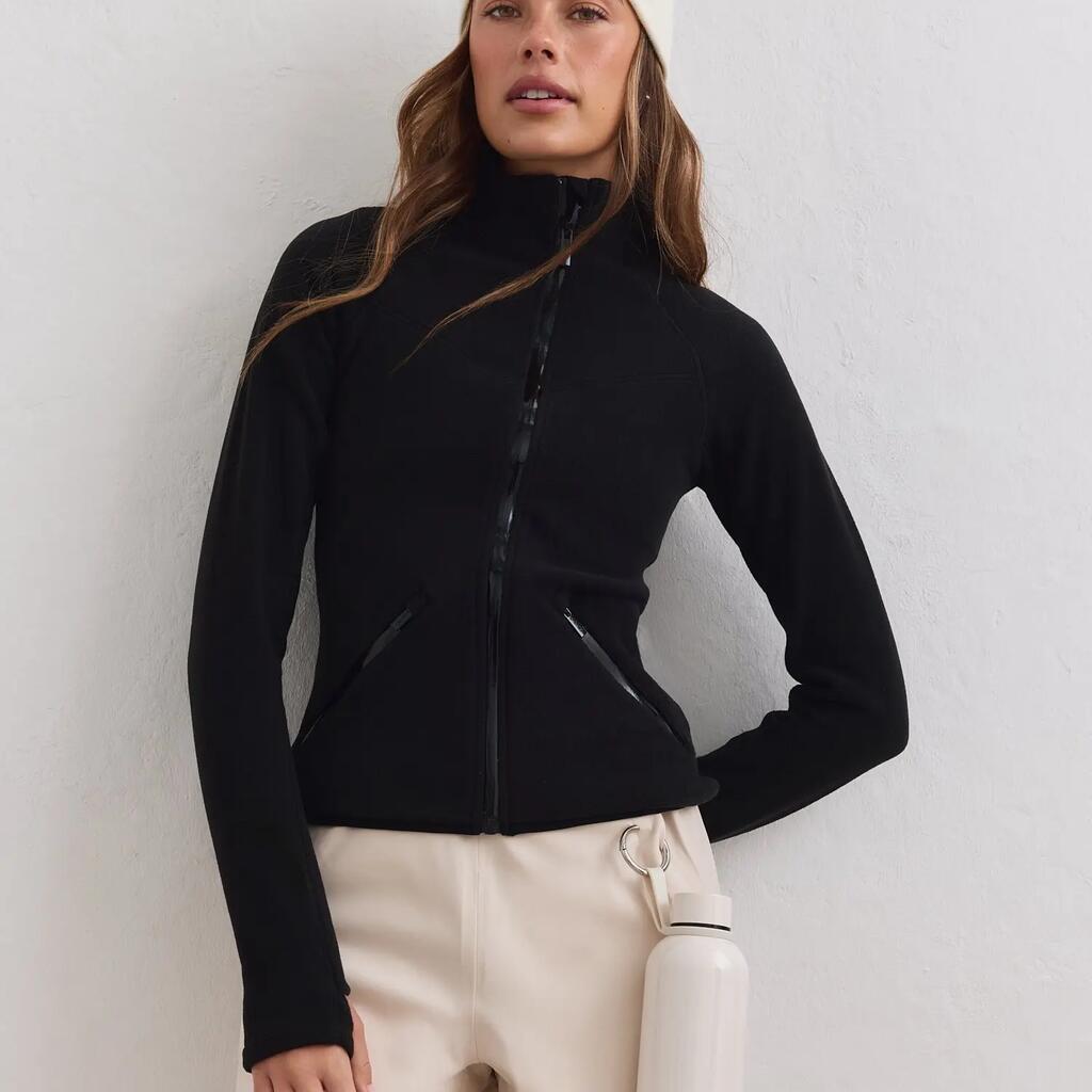 Women's Jacket Stretch Fleece Zip Black
