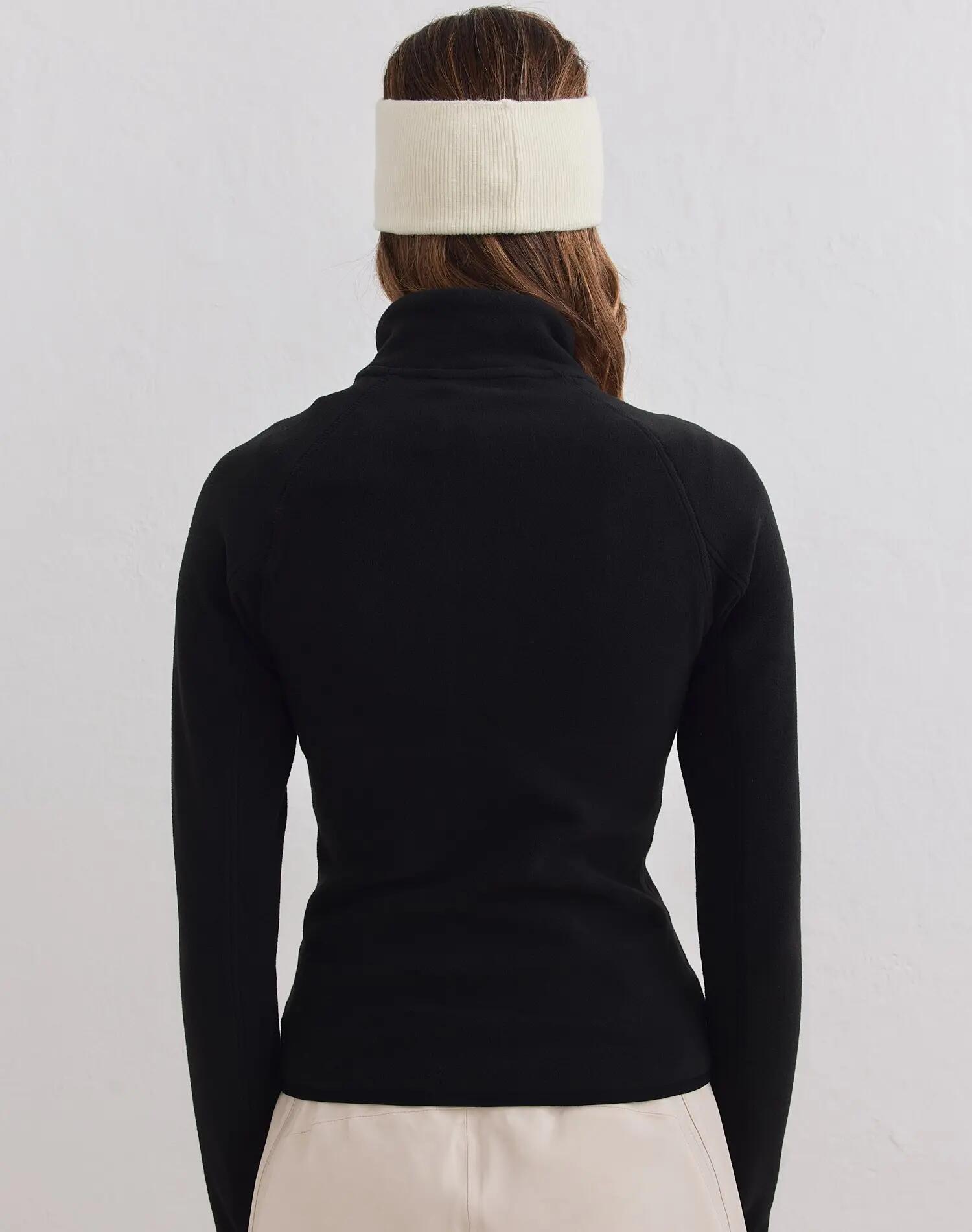 Damen Jacke Aus Elastischem Fleece mit Reißverschluss Schwarz 2/4