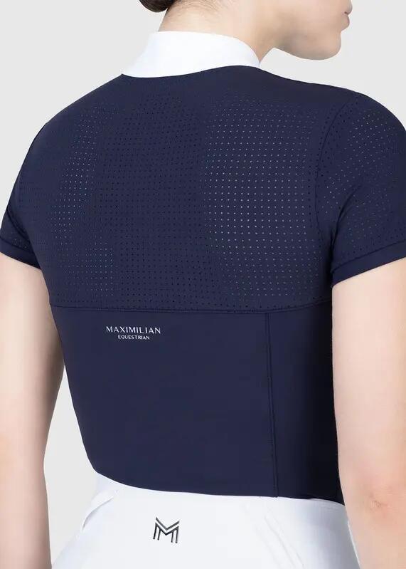 Camisa de Concurso Manga Corta Mujer Equitación Maximilian Grace Marino 5/7