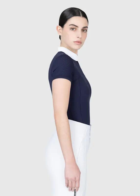 Camisa de Concurso Manga Corta Mujer Equitación Maximilian Grace Marino 4/7