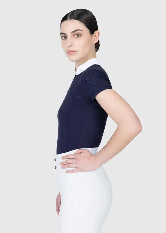 Camisa de Concurso Manga Corta Mujer Equitación Maximilian Grace Marino 2/7