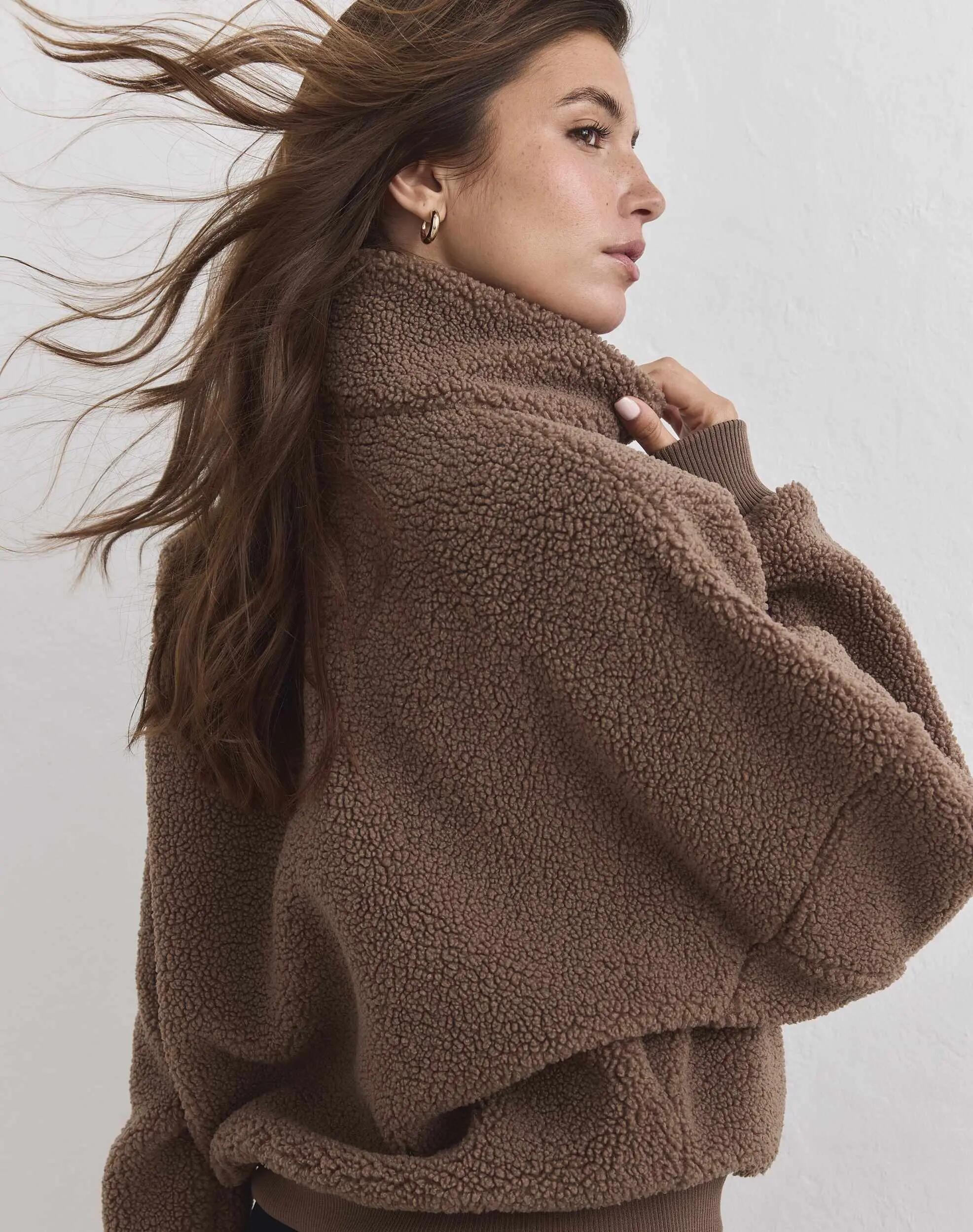 Donna Giacca in Pile con Mezza Zip Nocciola 5/7
