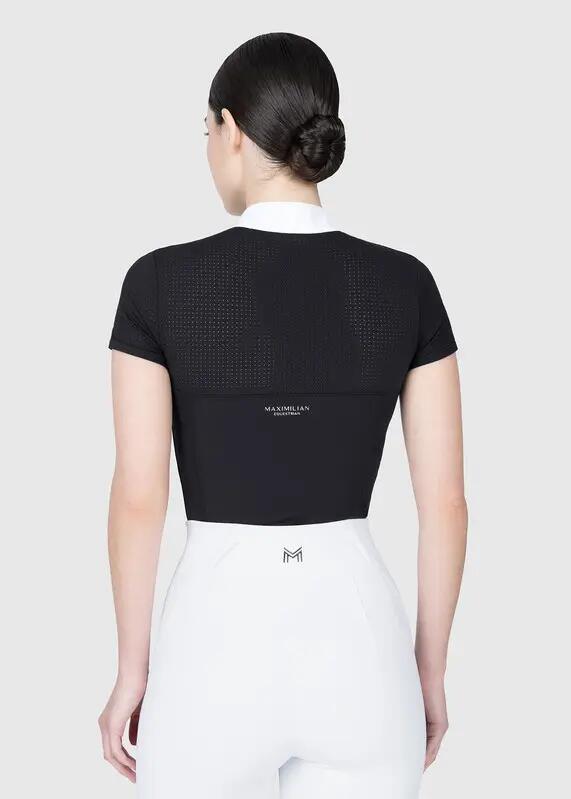 Camisa de Concurso Manga Corta Mujer Equitación Maximilian Grace Negro 3/7