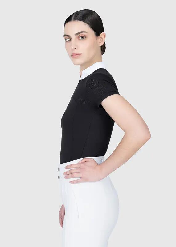 Camisa de Concurso Manga Corta Mujer Equitación Maximilian Grace Negro 2/7