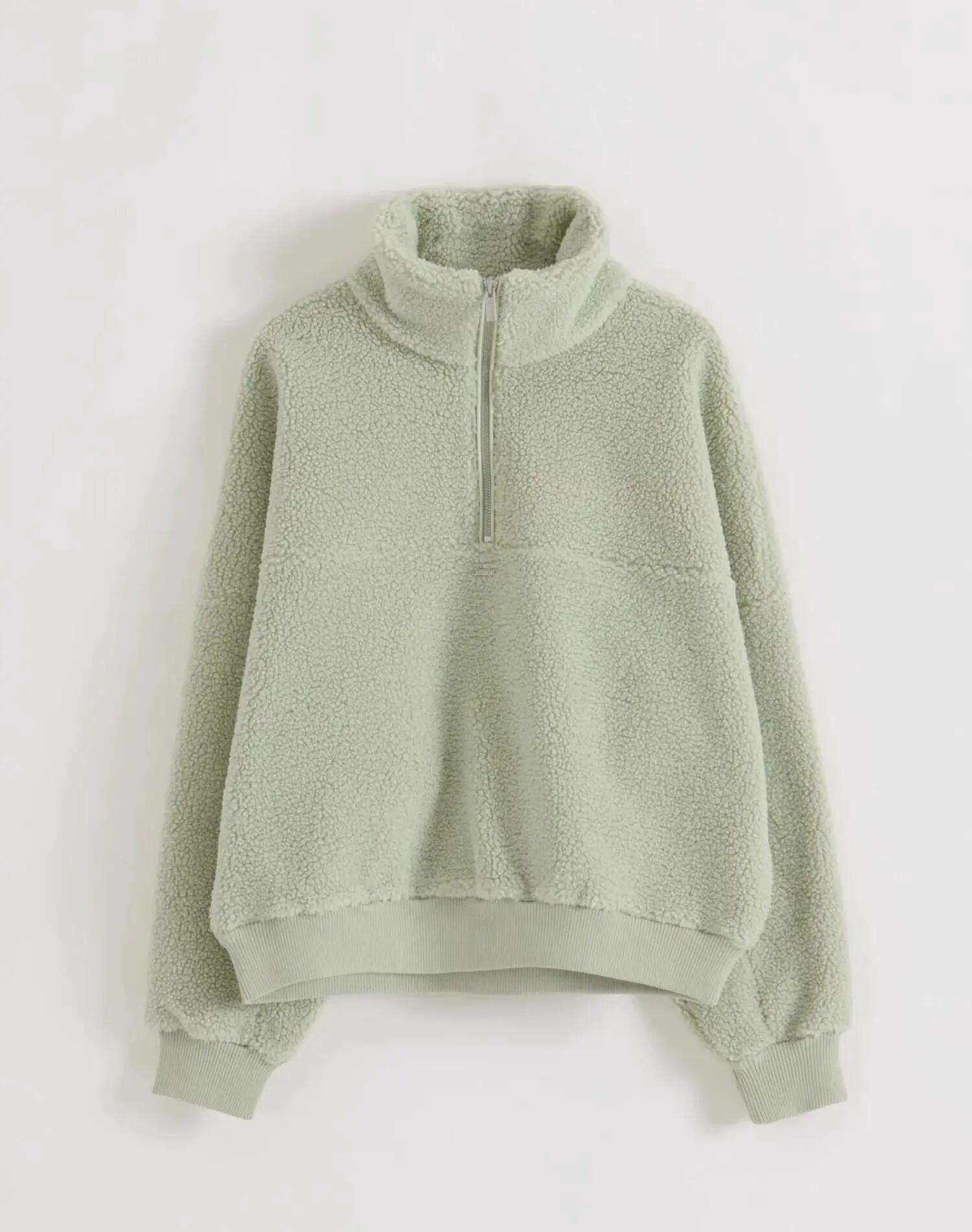 Donna Giacca in Pile con Mezza Zip Pistacchio 5/5