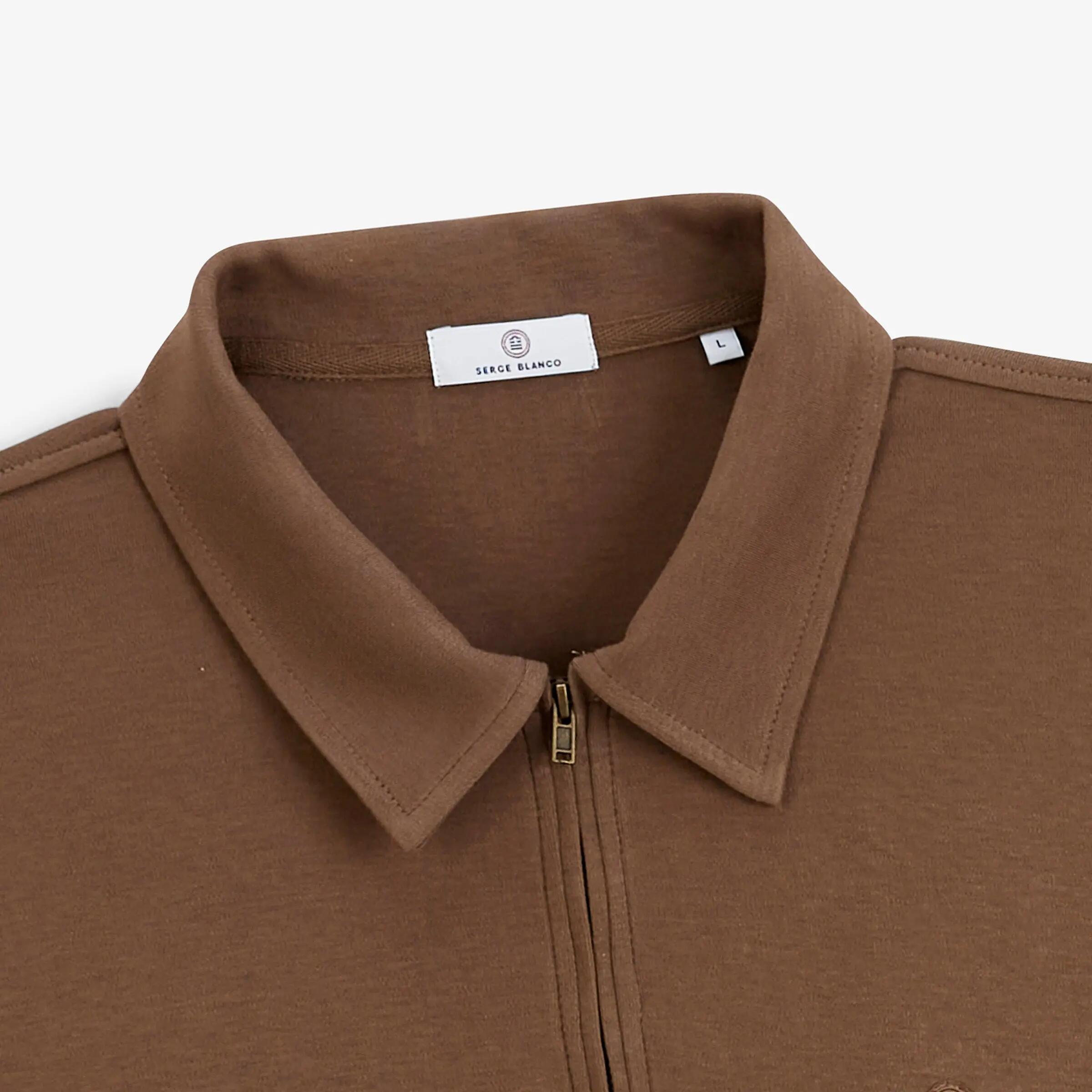 Polo de manga larga con cremallera en algodón interlock 3/4
