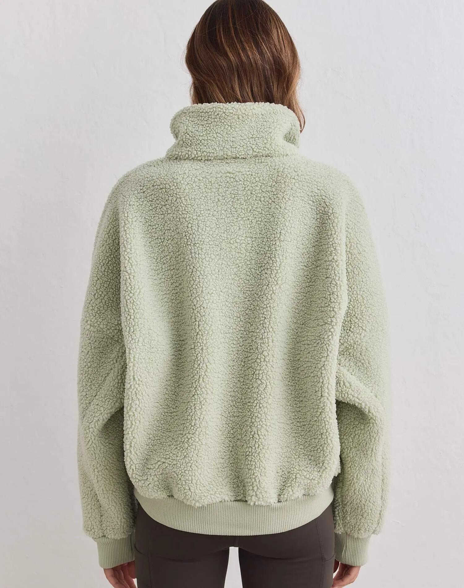 Donna Giacca in Pile con Mezza Zip Pistacchio 3/5