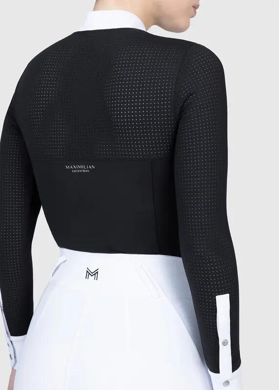 Camisa de Concurso Manga Larga Mujer Equitación Maximilian Grace Negro 6/8