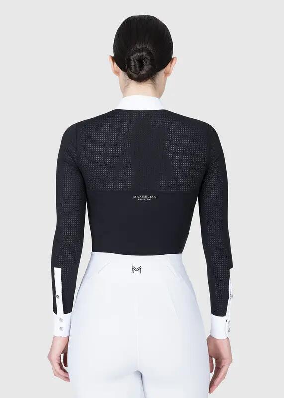 Camisa de Concurso Manga Larga Mujer Equitación Maximilian Grace Negro 3/8