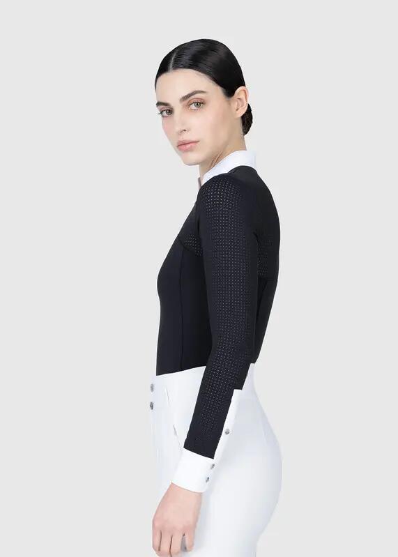 Camisa de Concurso Manga Larga Mujer Equitación Maximilian Grace Negro 2/8