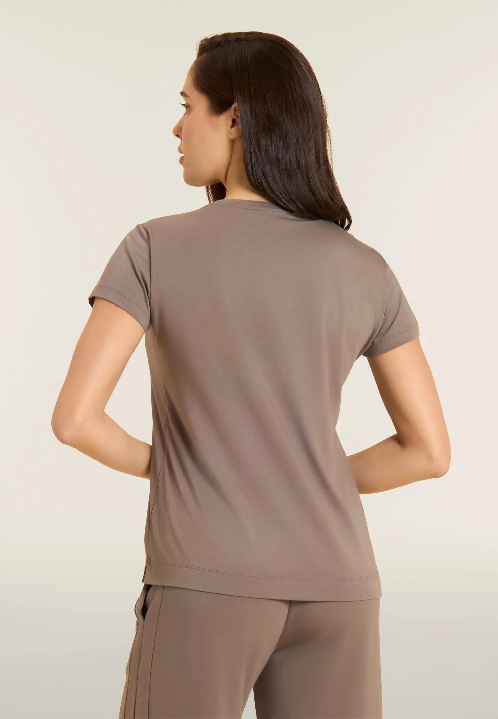 T-shirt Regular Donna con Logo Stampa Oro e Borchie 3/6