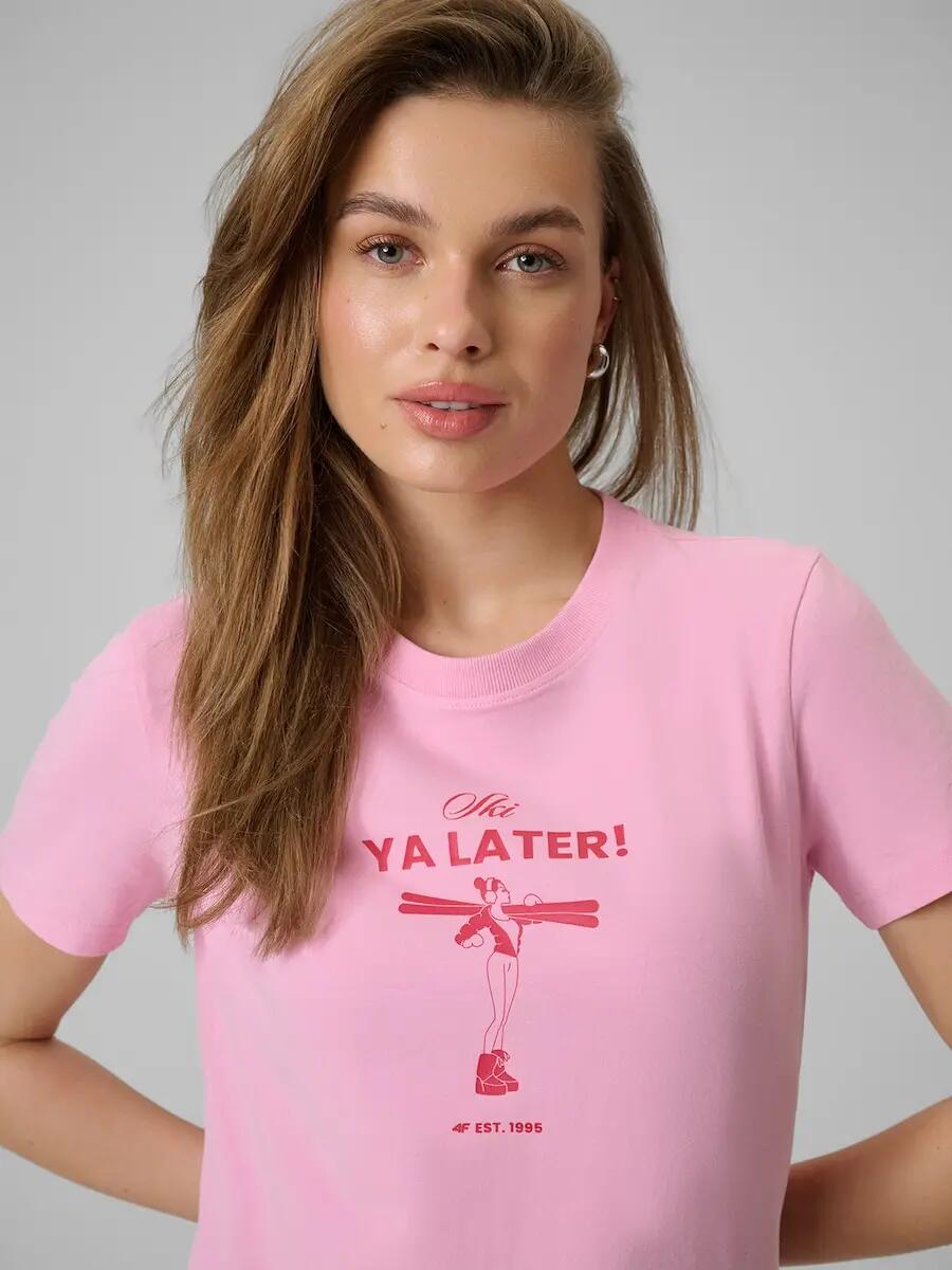 T-shirt regular z nadrukiem damski 4F 4FRSS26TTSHF3448 4/7
