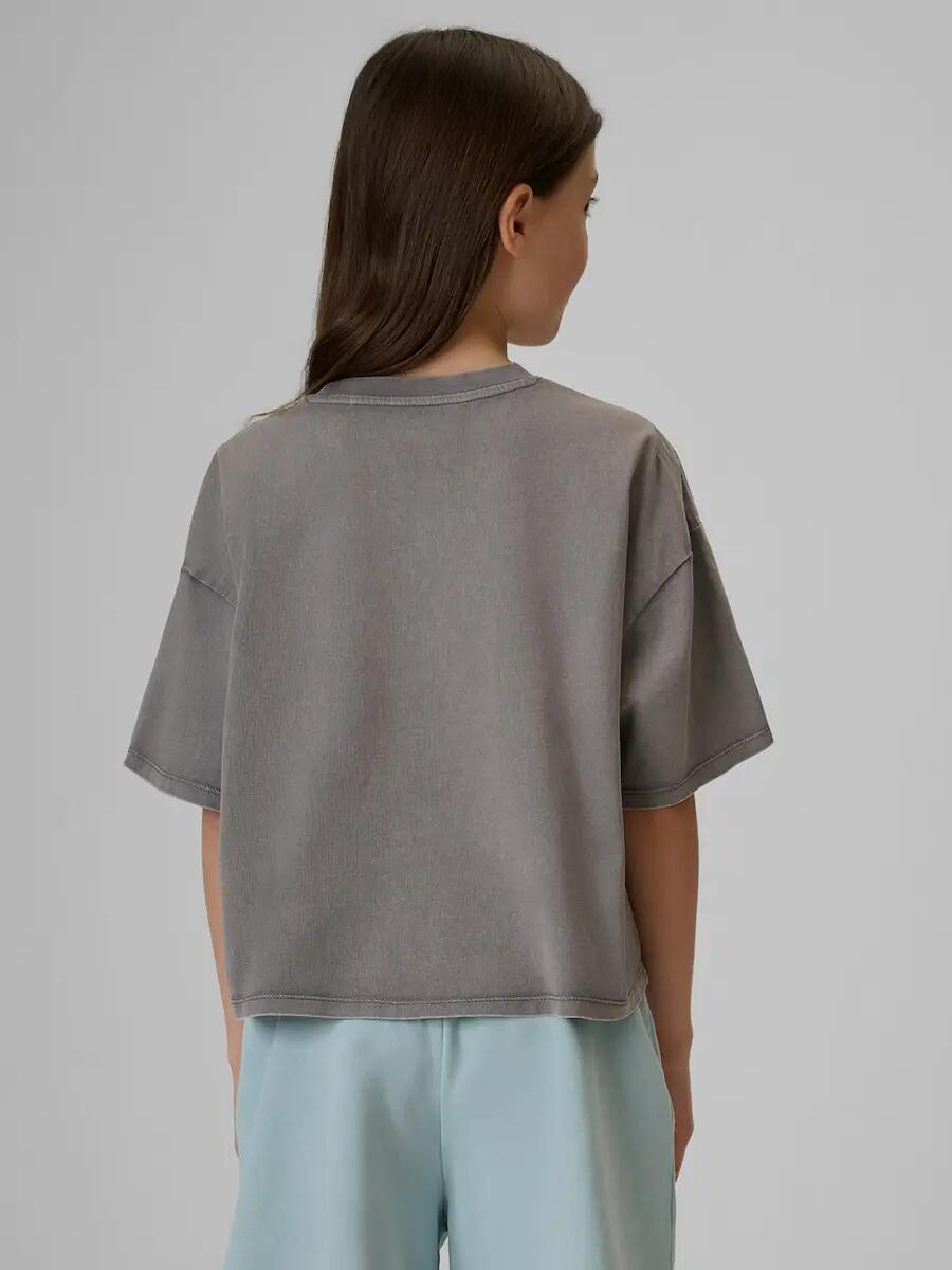 T-shirt loose crop top z nadrukiem dziewczęcy 4F 4FJRSS26TTSHF3983 2/6