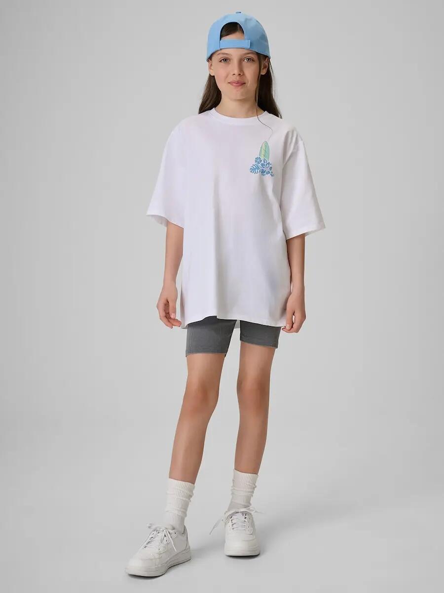 T-shirt loose z nadrukiem dziewczęcy 4F 4FJRSS26TTSHF3980 4/7