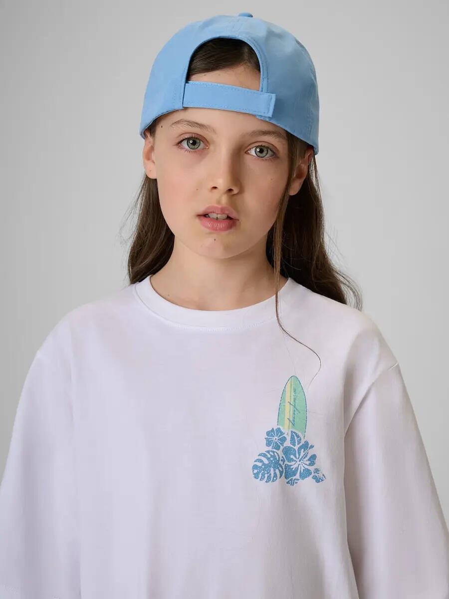 T-shirt loose z nadrukiem dziewczęcy 4F 4FJRSS26TTSHF3980 3/7