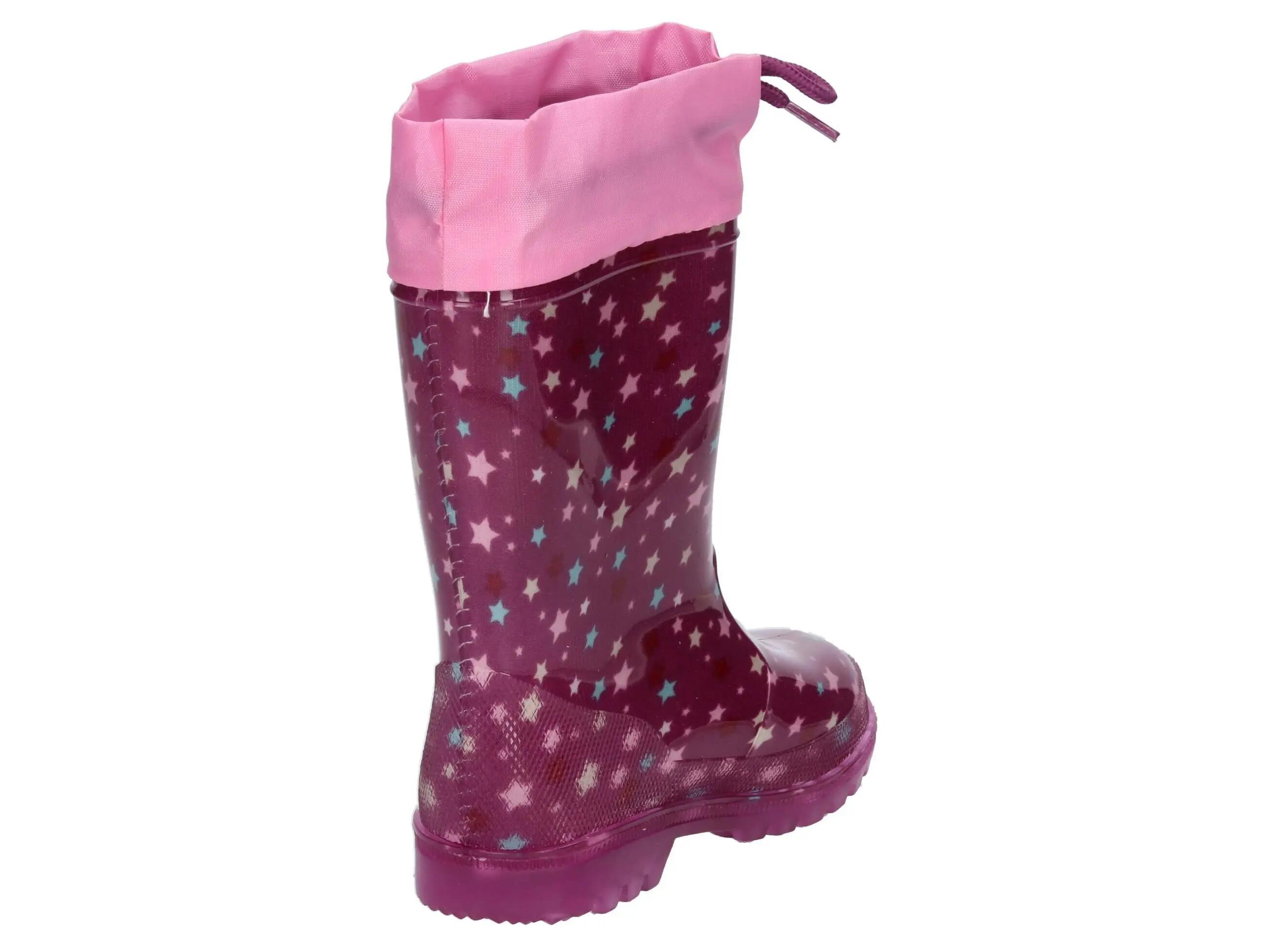 stivali da pioggia - bambini - antiscivolo, luci - viola/rosa 4/7