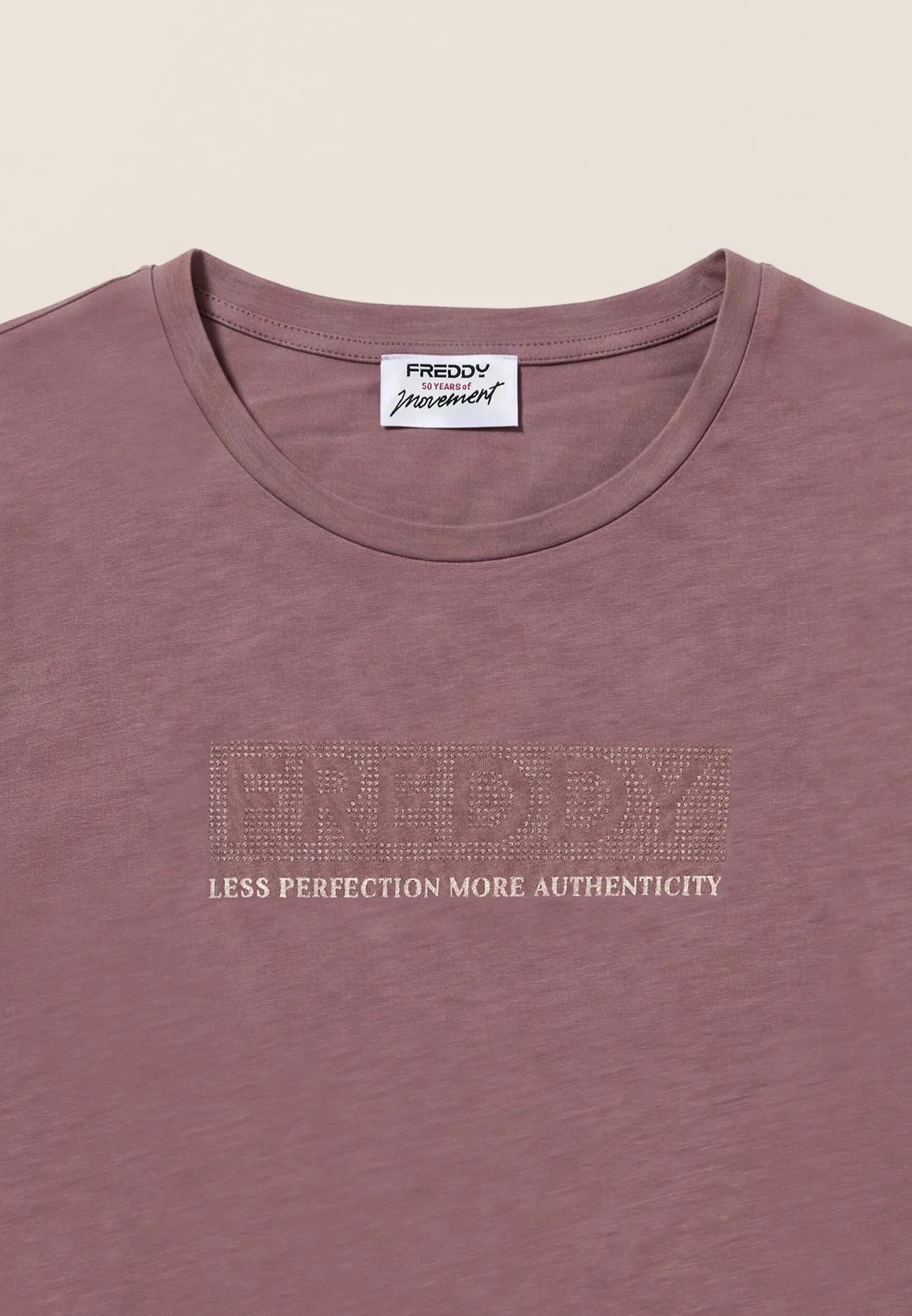 T-shirt Regular Donna con Logo Decorato da Borchie 3/3