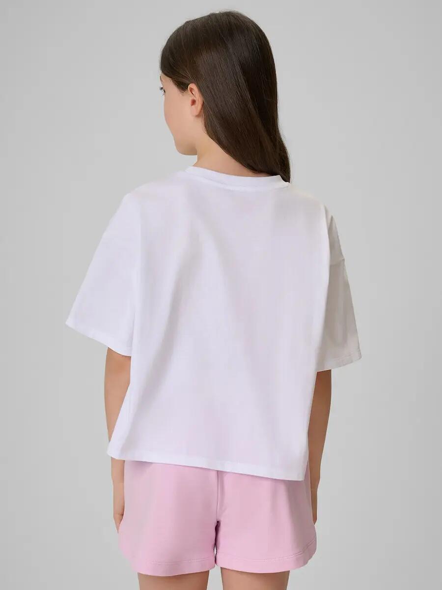 T-shirt loose crop top z nadrukiem dziewczęcy 4F 4FJRSS26TTSHF3983 2/6