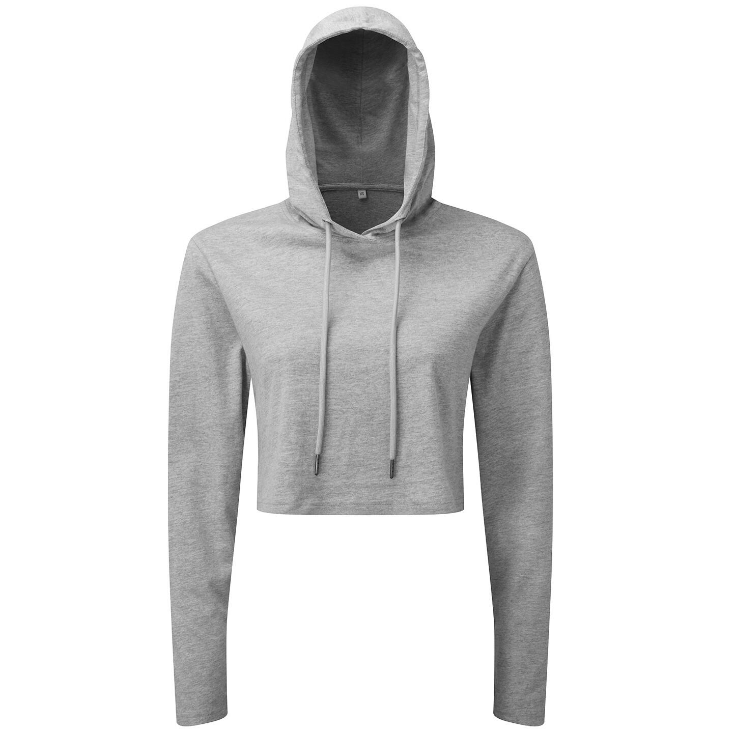 TRIDRI Womens/Ladies Heather Cropped LongSleeved TShirt (Heather Grey)