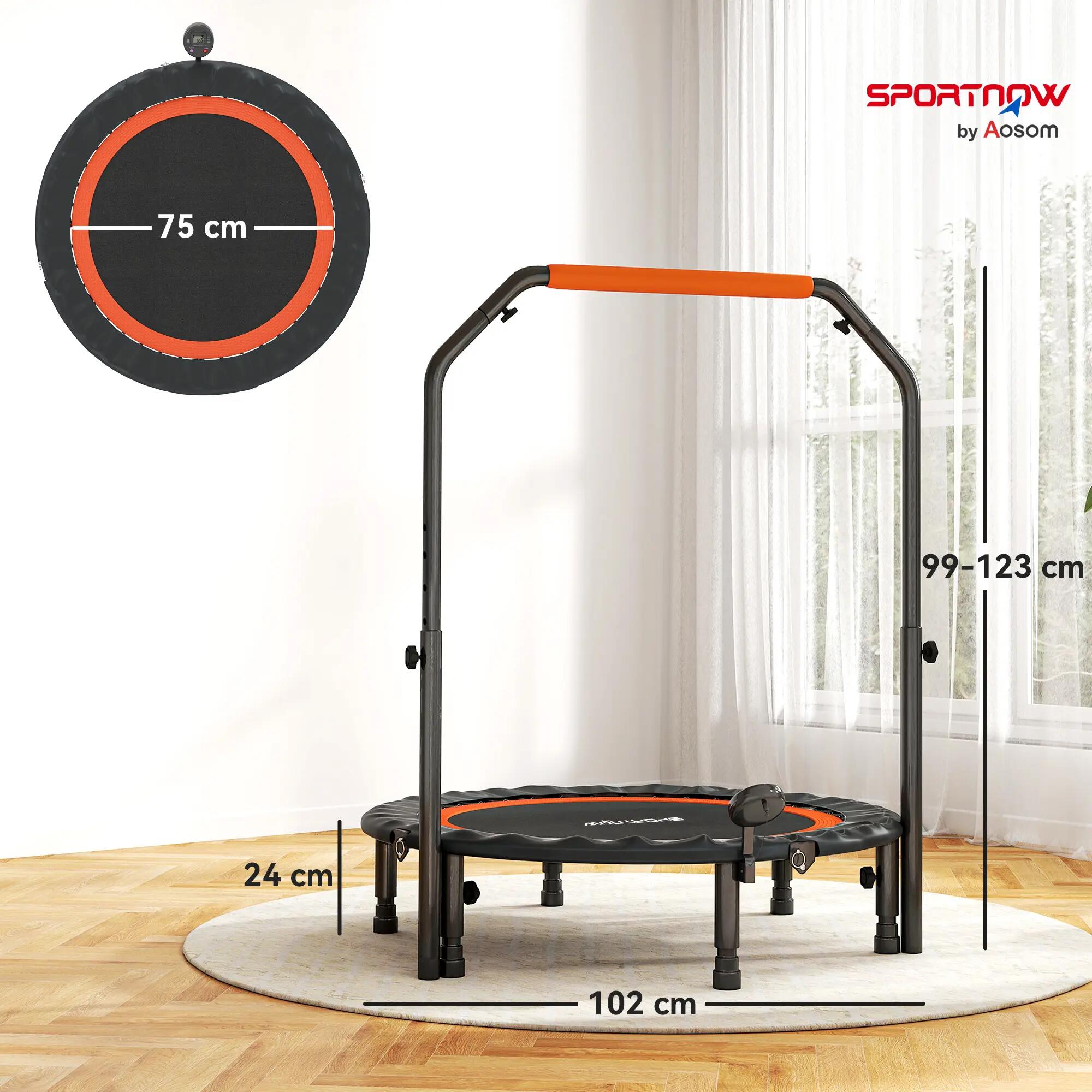Trampoline poignée ajustable 28 ressorts 6 pieds 102 cm noir rouge 5/6