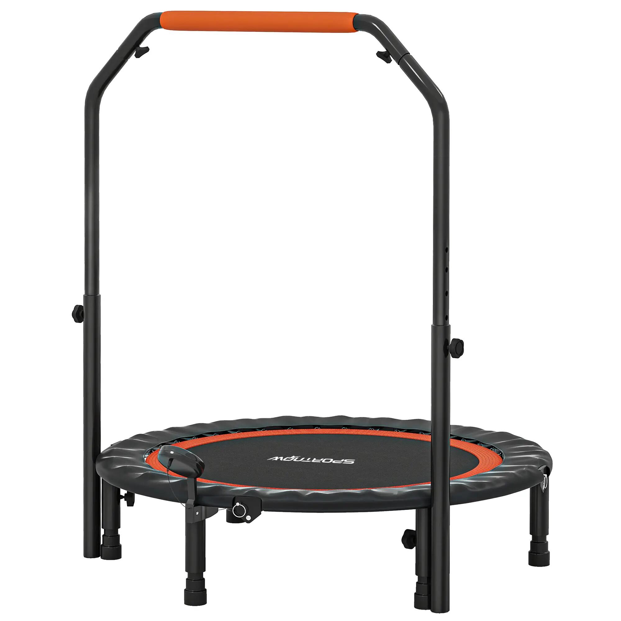 Trampoline poignée ajustable 28 ressorts 6 pieds 102 cm noir rouge 2/6