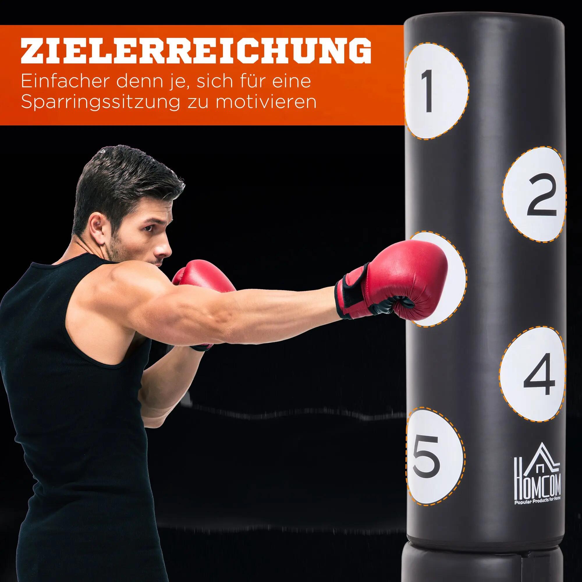 sac de frappe autoportant - boxe - mixte - base remplissable, rembourré - noir 6/6