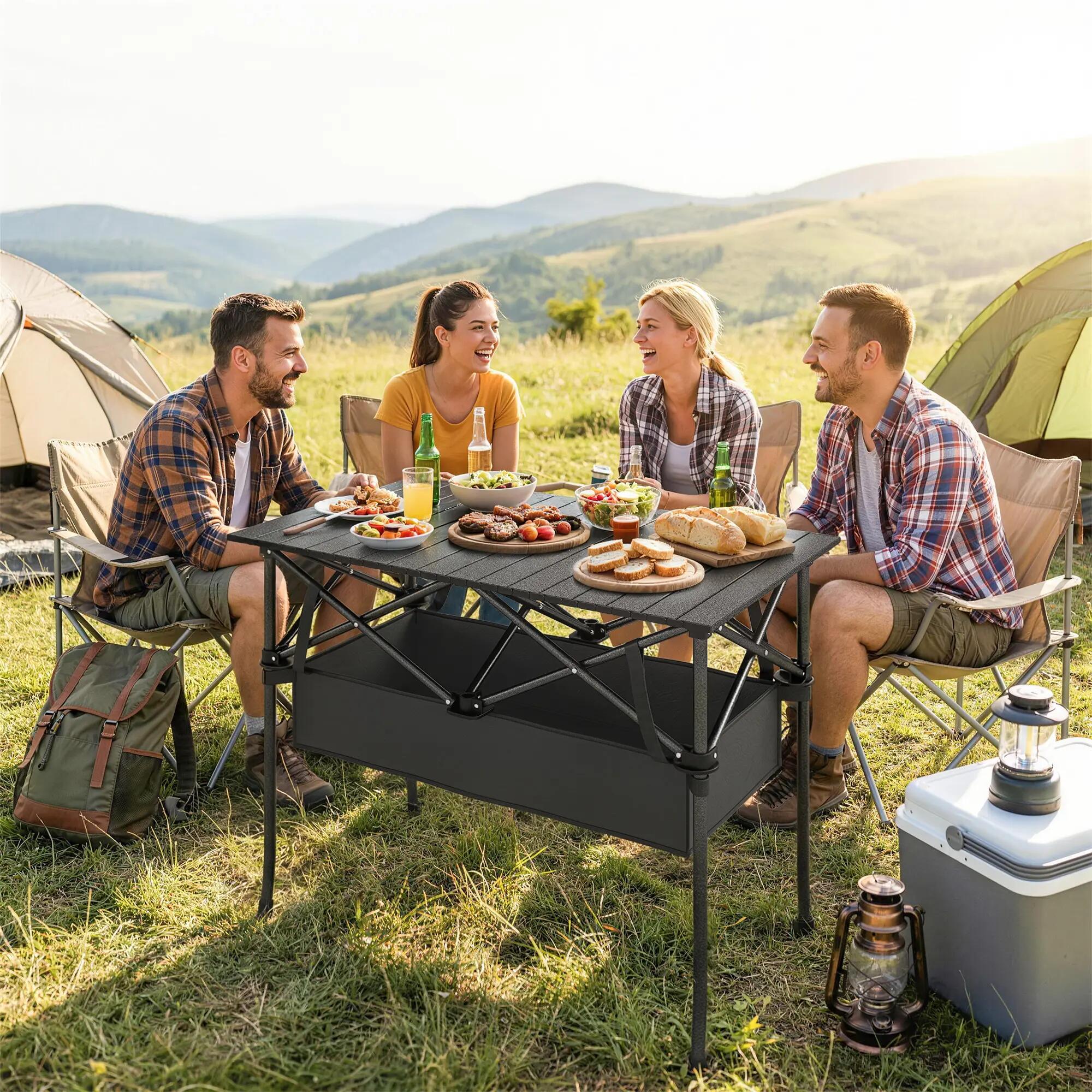 Table de pique-nique pliable et enroulable, table de camping portable avec 4/9