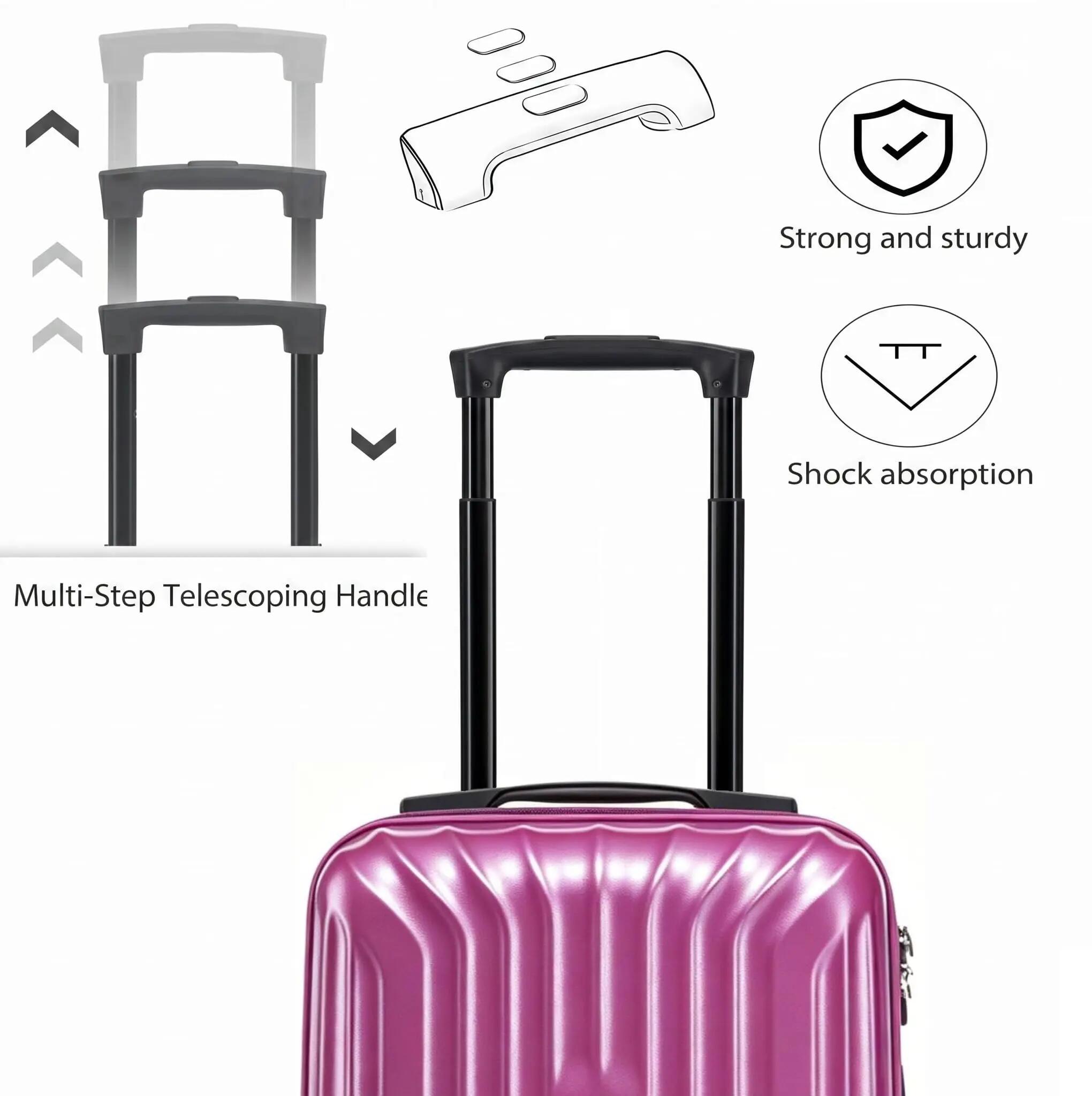Maleta Equipaje de Mano 40x30x20cm (27L) Ruedas Desmontables ABS (Fucsia) 6/7