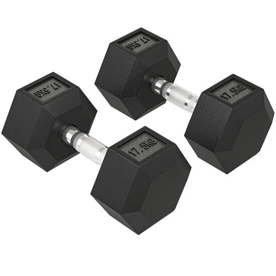 Haltère, haltère de 35 kg, barre d'haltères, poids, poignée antidérapante, noir