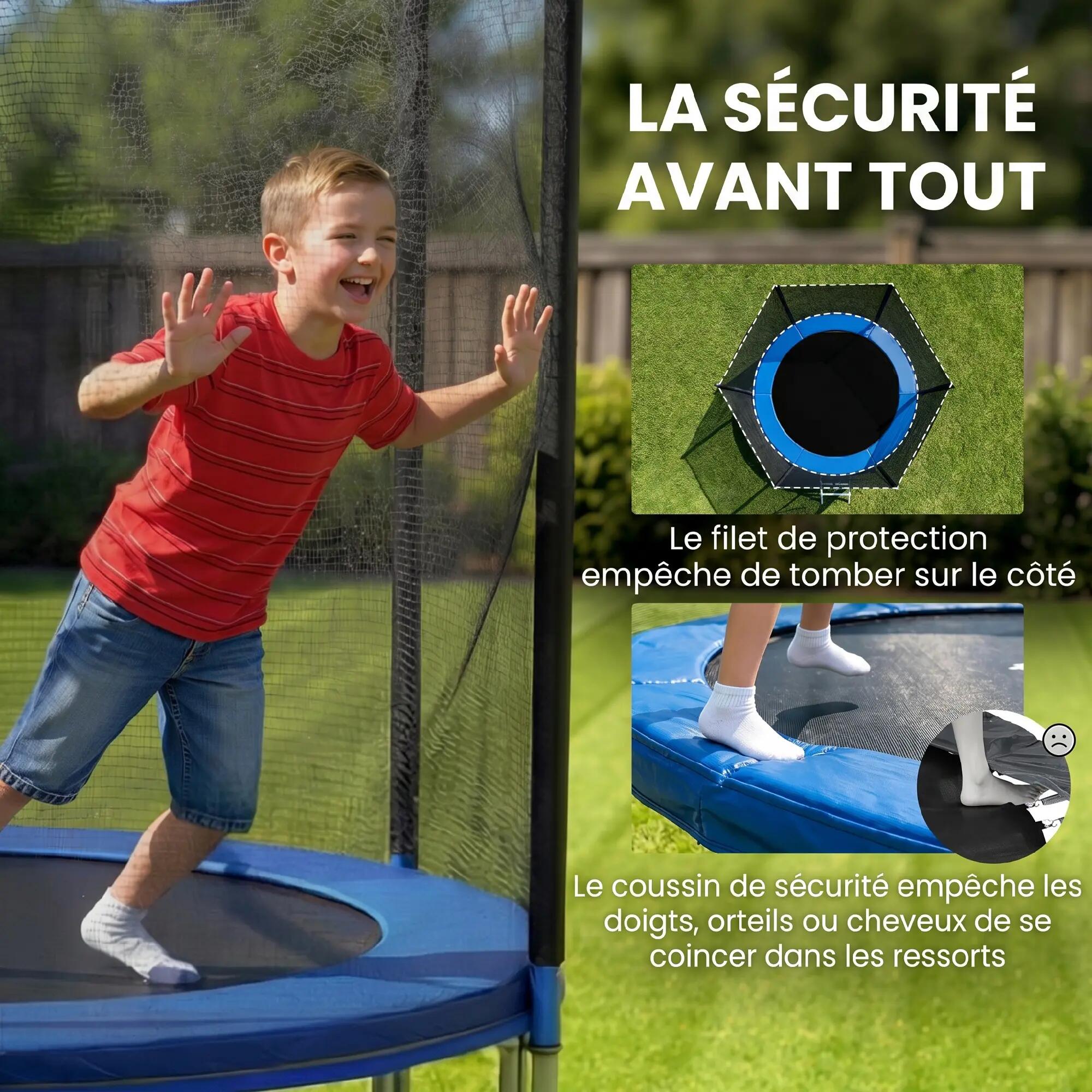 Trampoline d'extérieur avec filet de sécurité Ø180 cm pour enfants et adultes 6/9