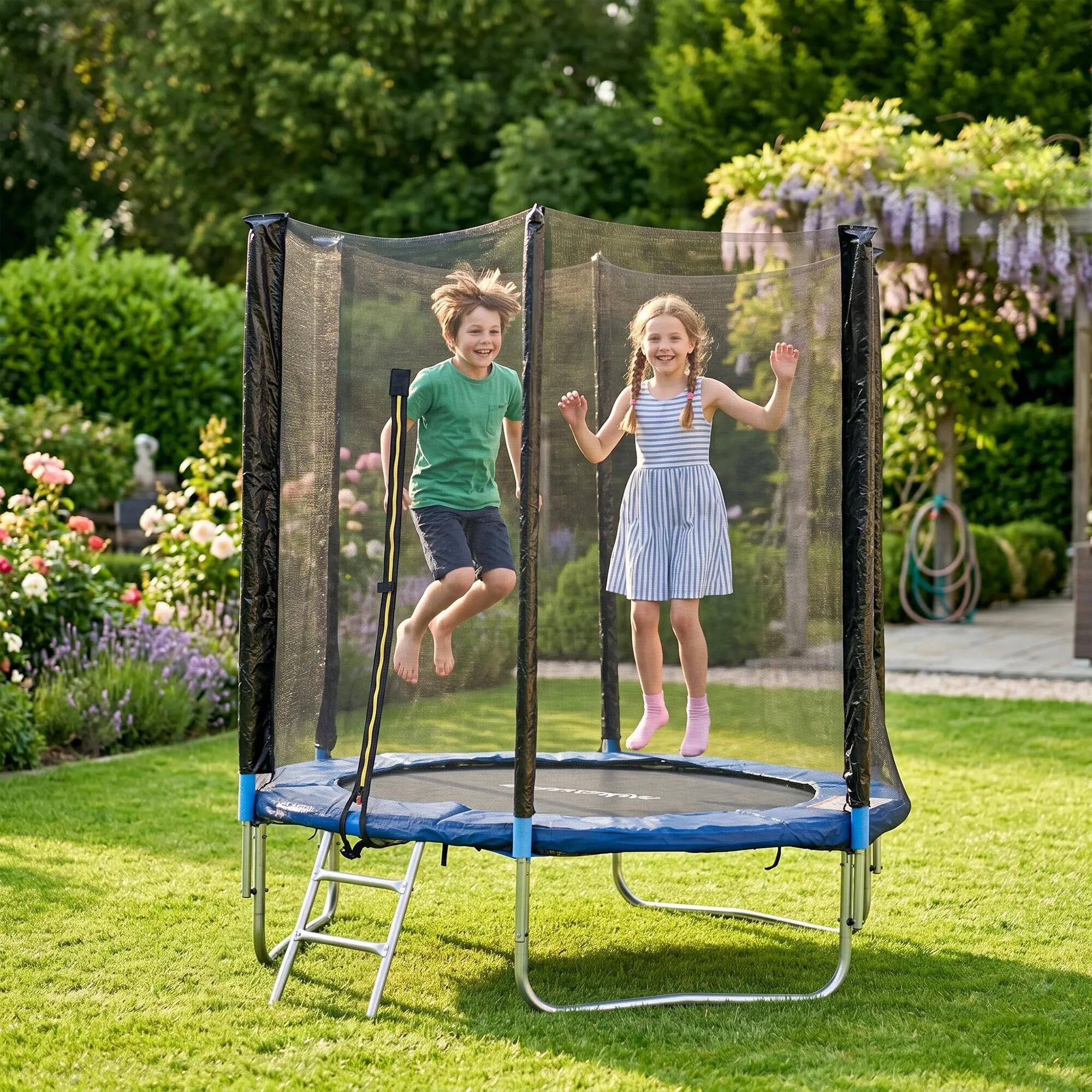 Trampoline d'extérieur avec filet de sécurité Ø180 cm pour enfants et adultes 3/9
