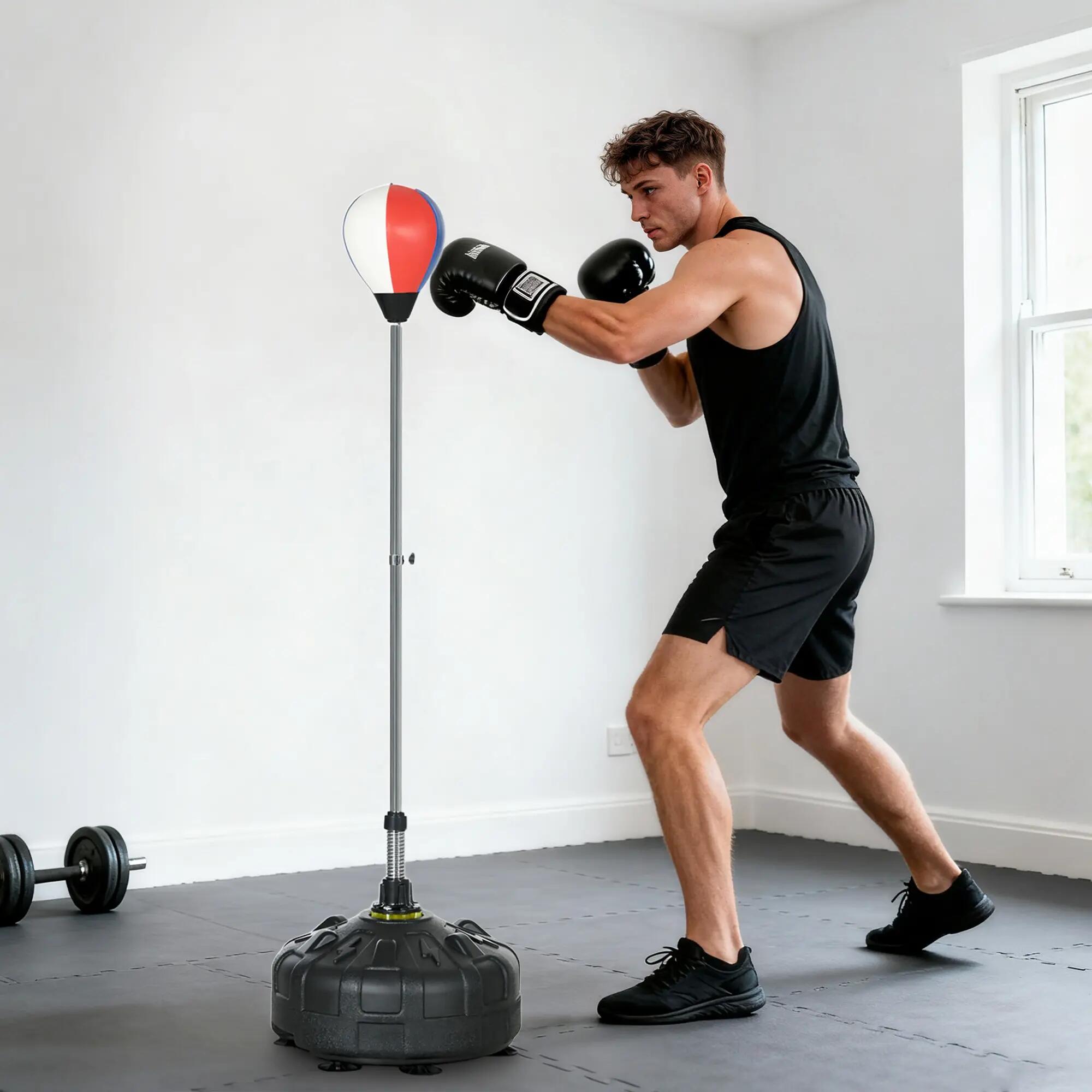 ballon de frappe - boxe - mixte - base lestable, acier - noir/rouge 4/6