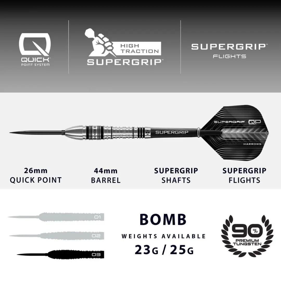 Supergrip QP Bomb 90% Tungsten Dartpijlen 4/8
