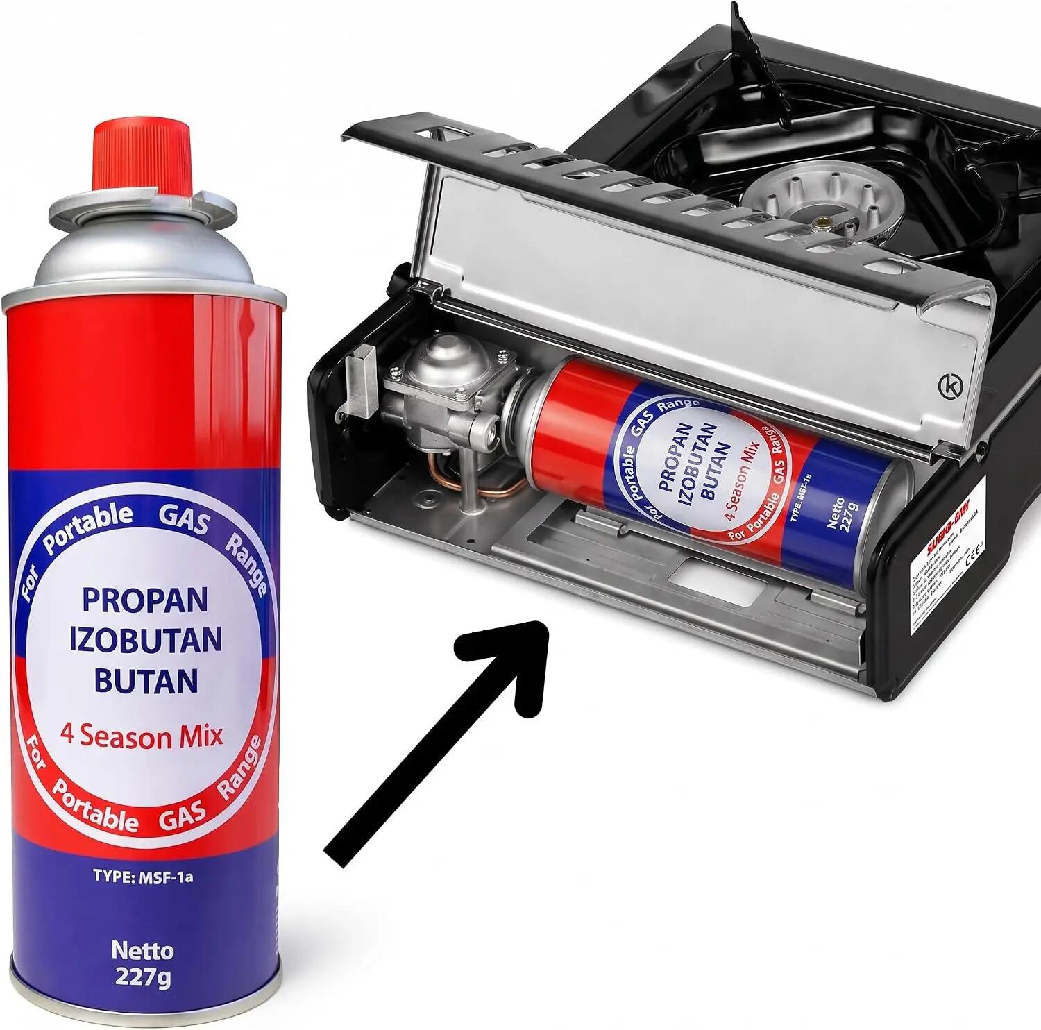Hornillo Camping Gas, Cocina Portátil, 4 Botellas + Adaptador de Bombona 4/7