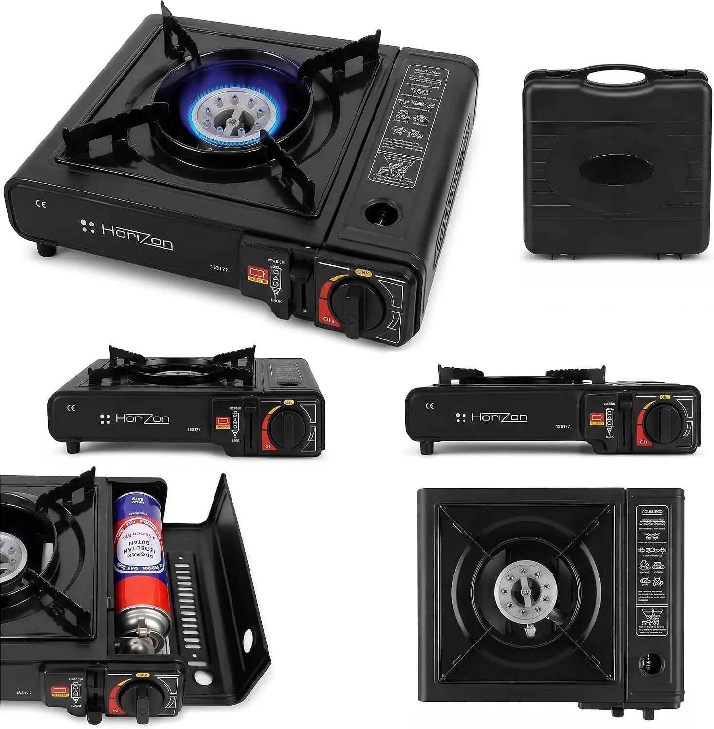 Hornillo Camping Gas, Cocina Portátil, 4 Botellas + Adaptador de Bombona 2/7