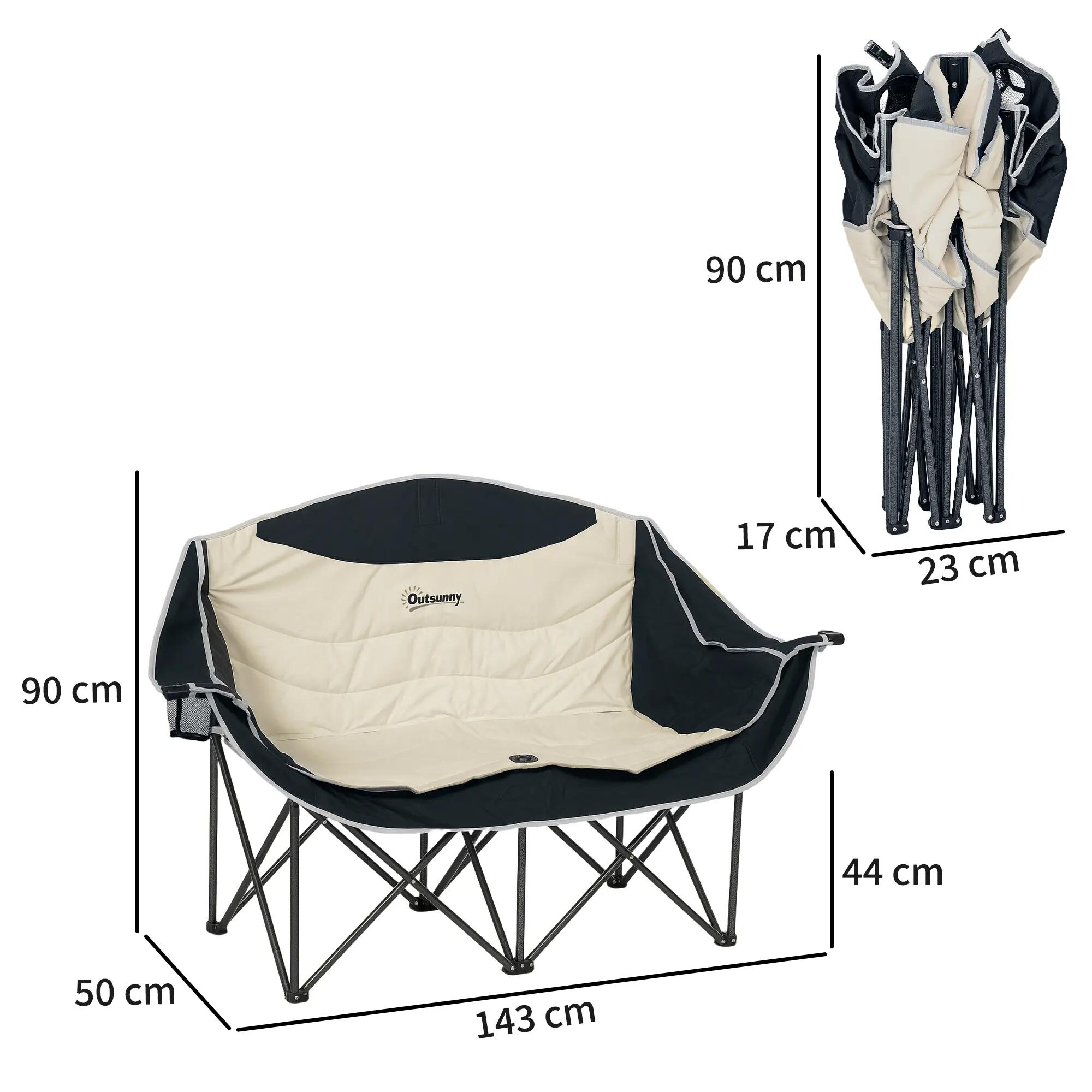 Chaise de camping - Pêche - 2 places - Pliable - Kaki 5/6