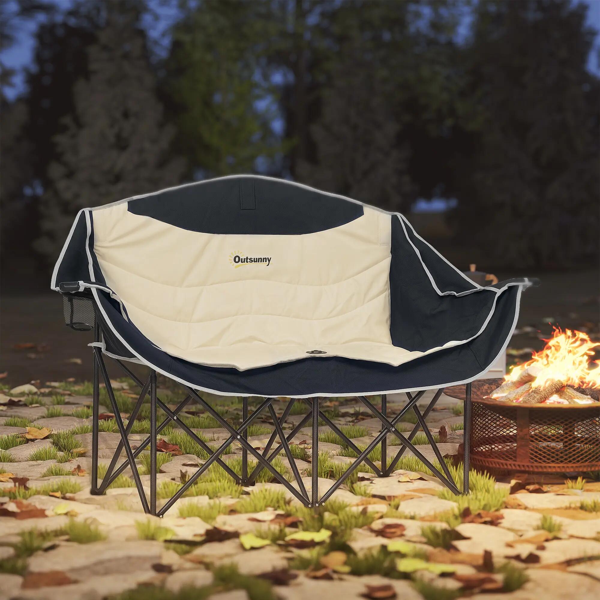 Chaise de camping - Pêche - 2 places - Pliable - Kaki 3/6