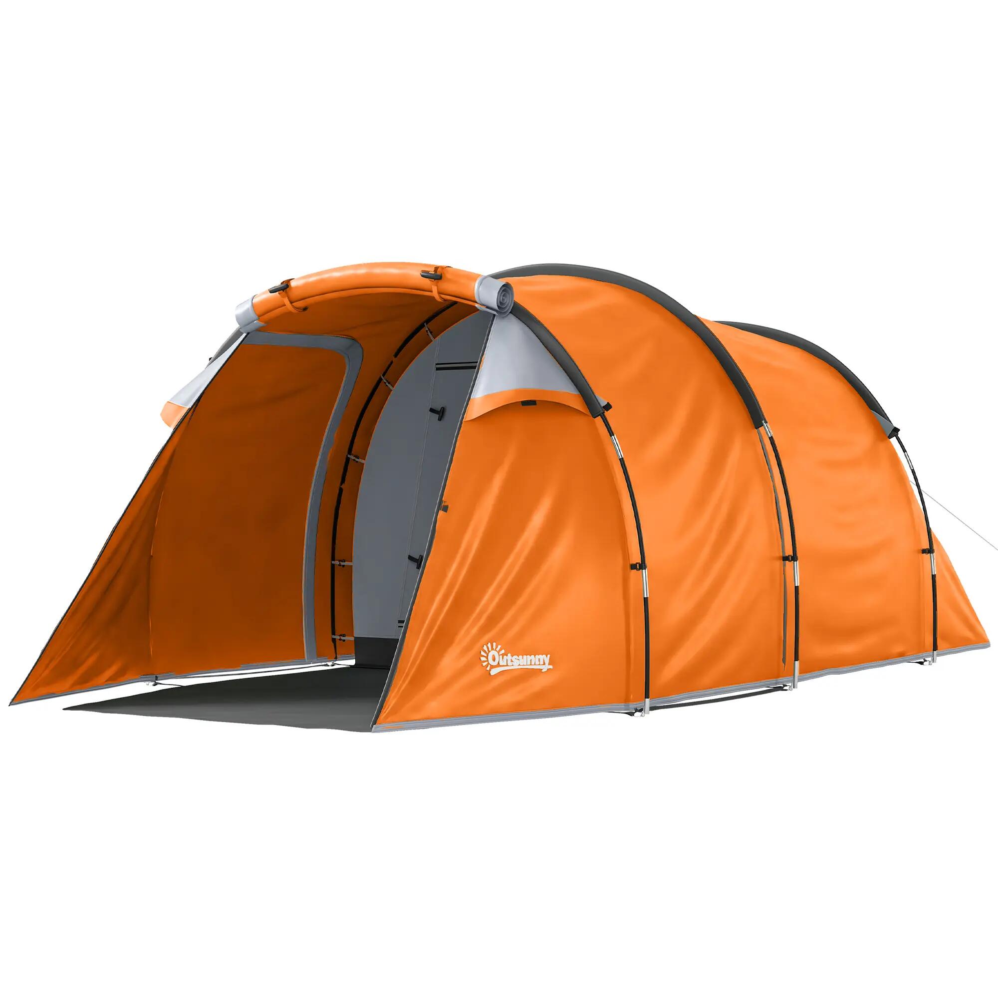 Tente tunnel - 2 personnes - Vestibule, crochet lampe - Orange 2/6