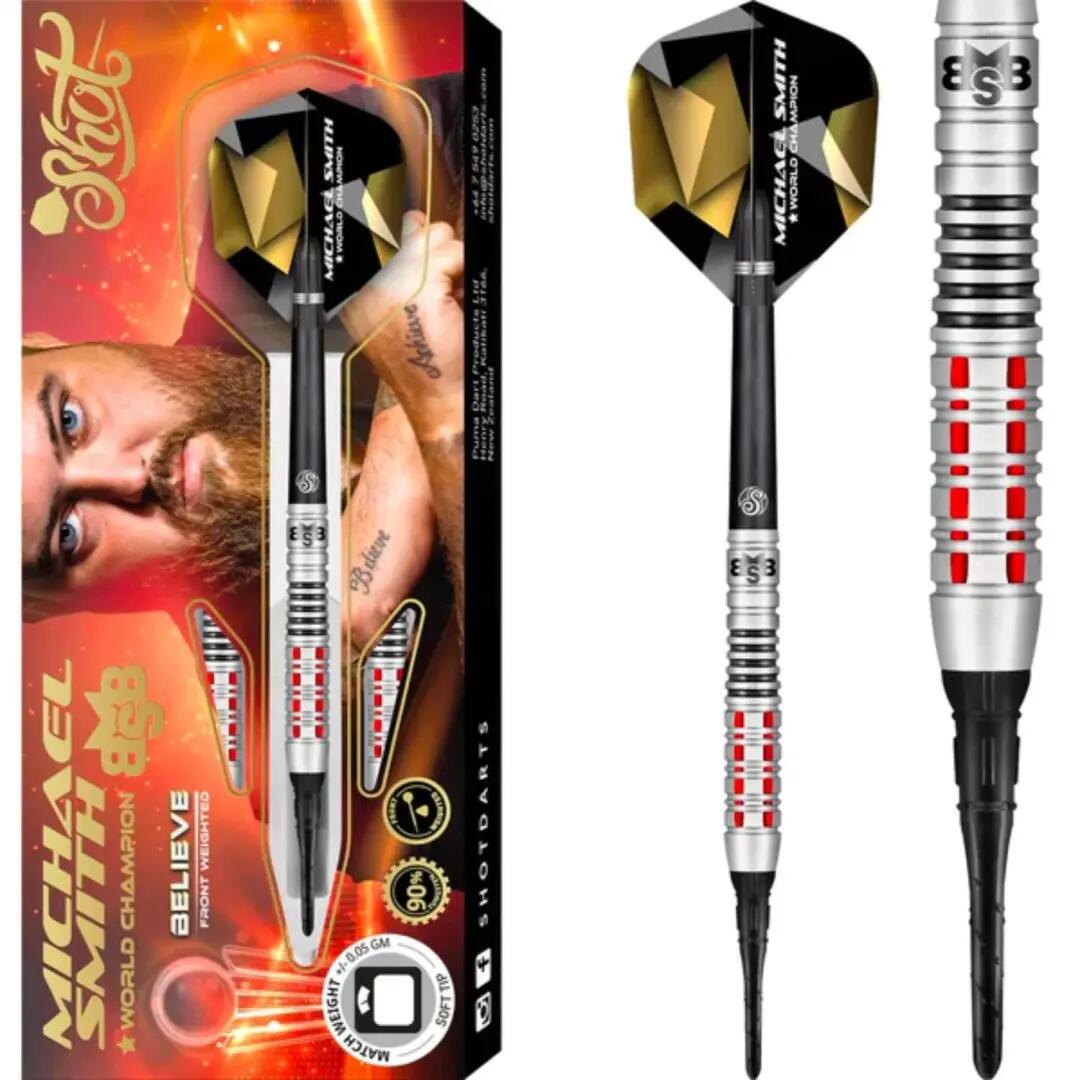 Michael Smith Believe 90% Tungsten Softtip Dartpijlen 3/4