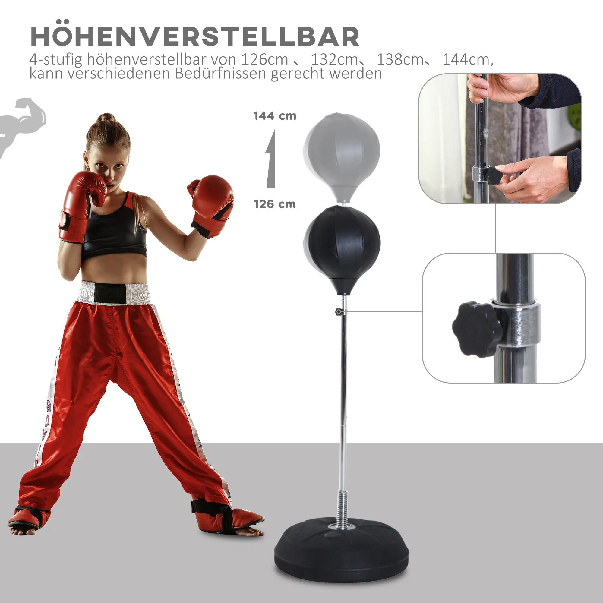 Ballon de frappe - boxe et muay-thaï - réglable - noir 6/6