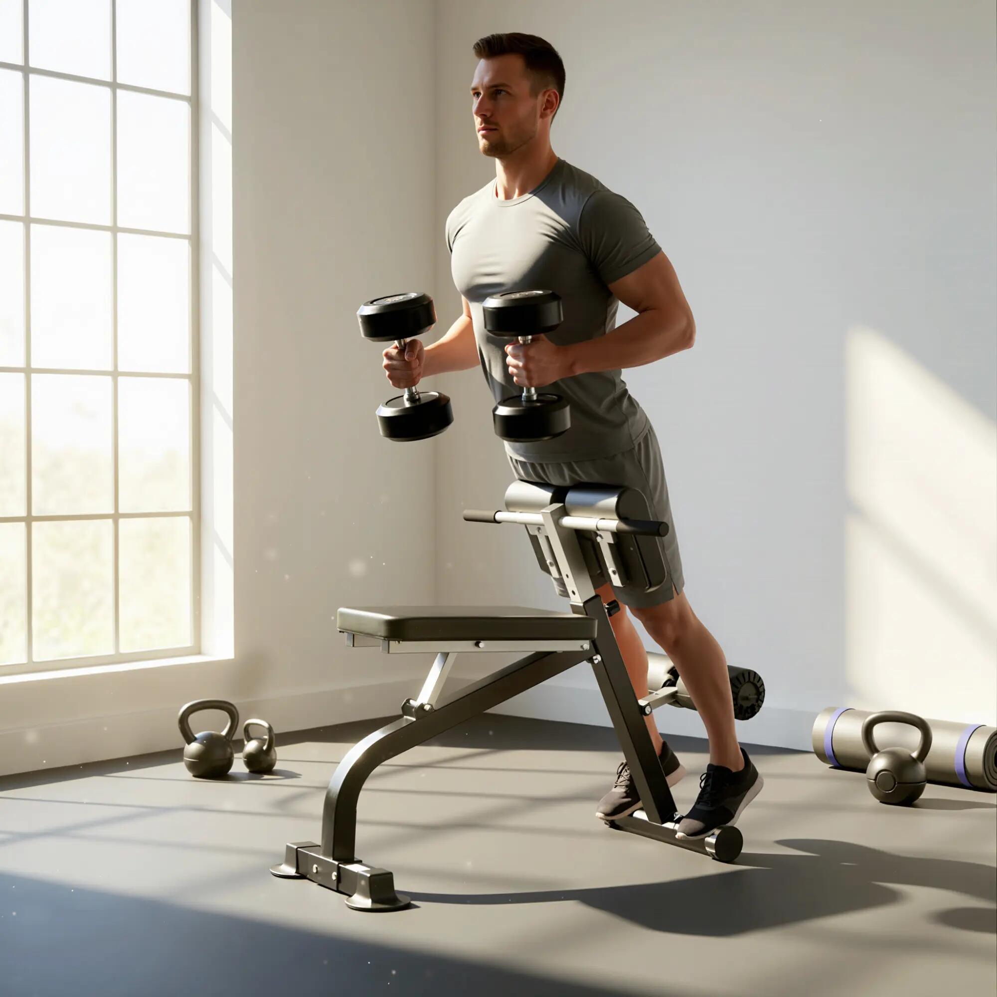 Banc de musculation pliable réglable à abdominaux et lombaires noir 5/5