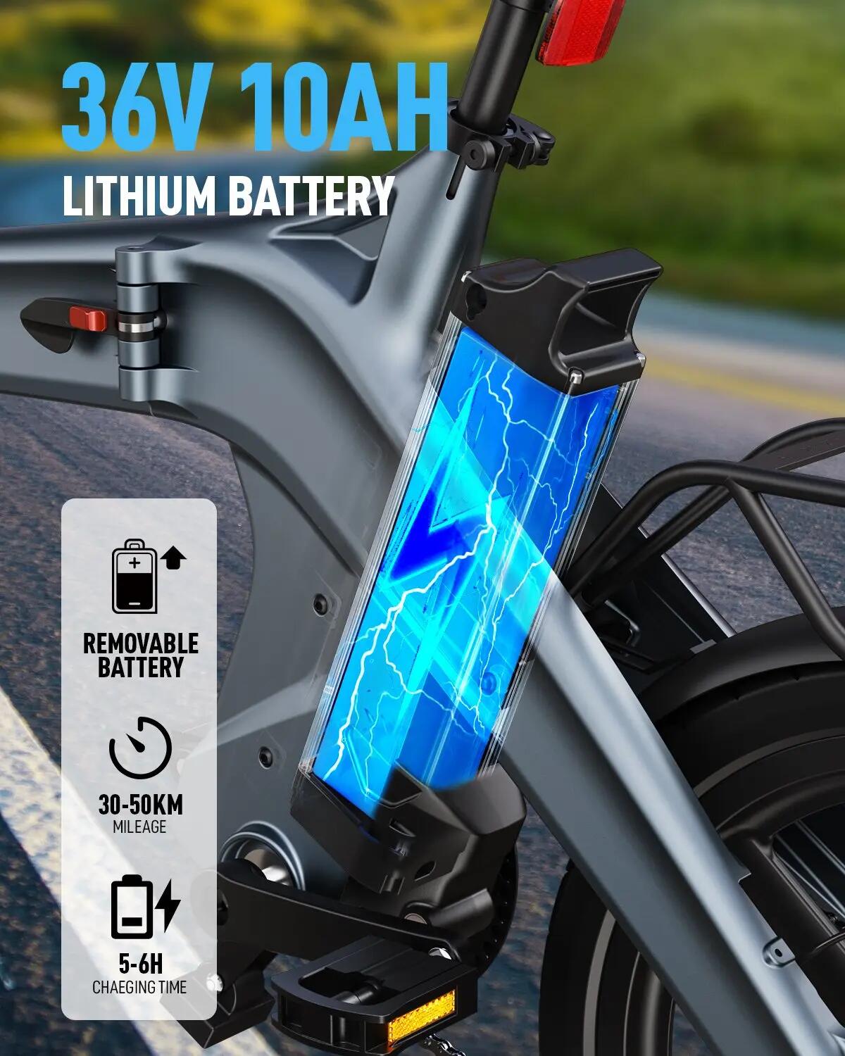 Bicicleta elétrica dobrável DYU T1 20", 250 W, sensor de binário 7/8