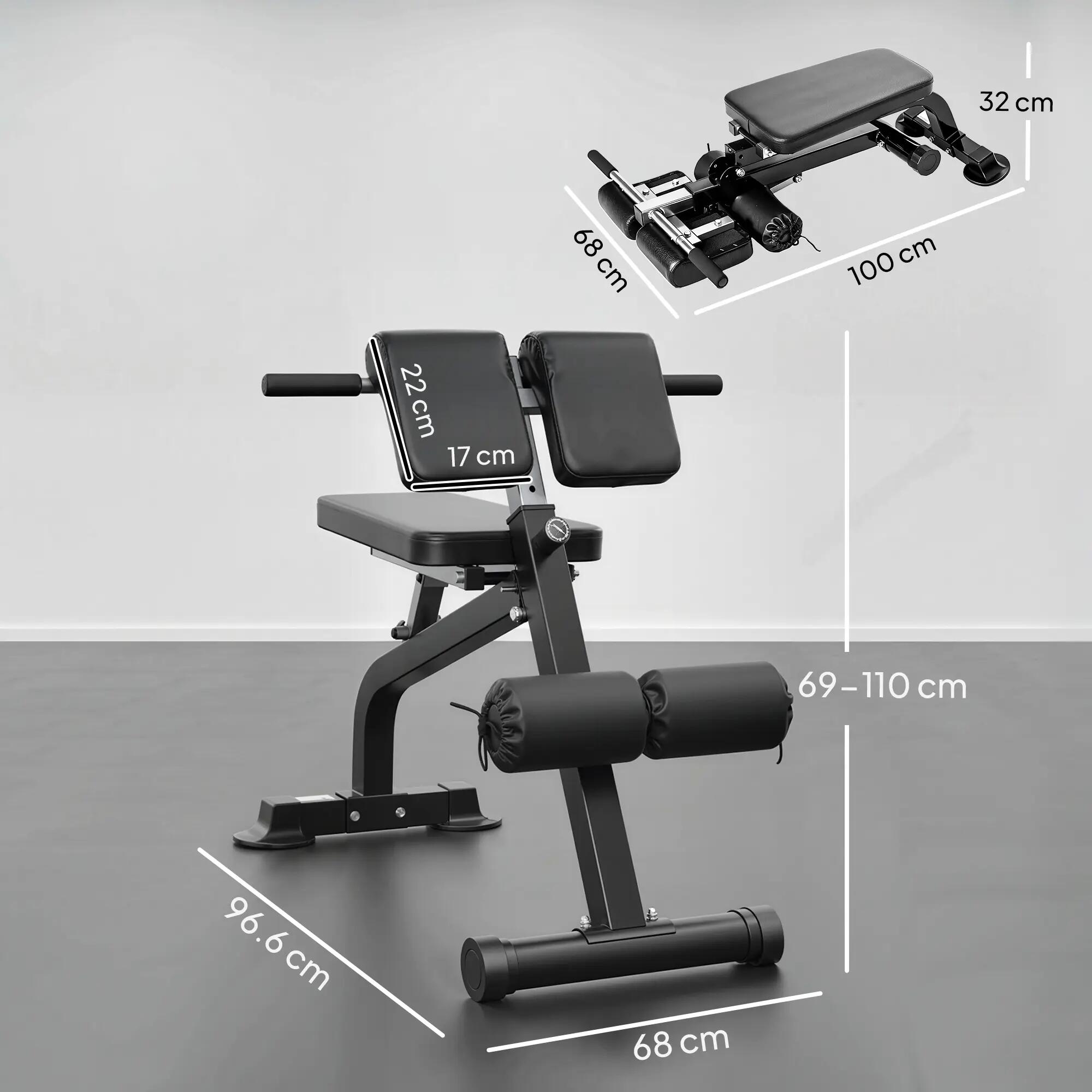 Banc de musculation pliable réglable à abdominaux et lombaires noir 3/5