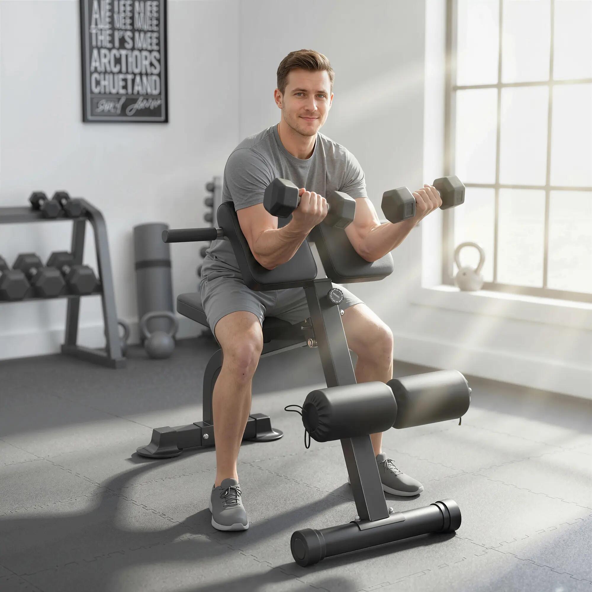 Banc de musculation pliable réglable à abdominaux et lombaires noir 2/5