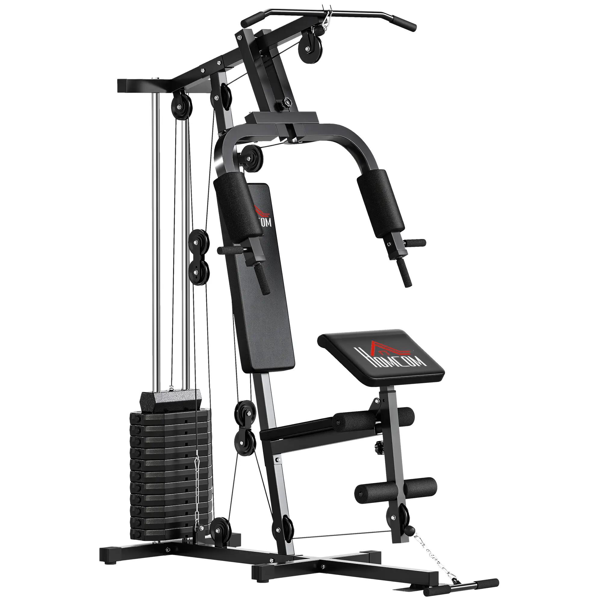 Appareil de musculation avec poids réglables (65 kg), presse pectorale et jambes 2/9