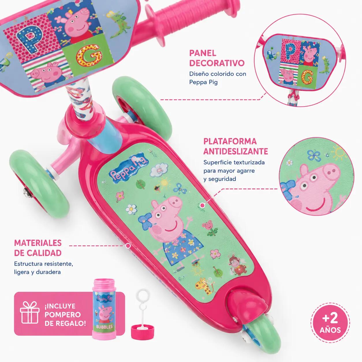 Patinete Peppa Pig para Niños 3 Ruedas +2 Años + REGALO POMPERO 4/4